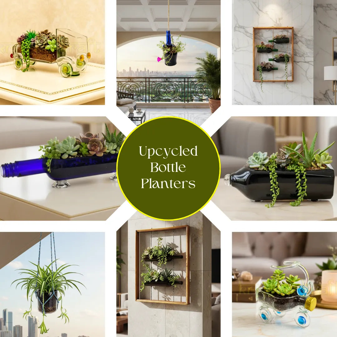 KRYSTAL KRAFT Upcycled Glass Bottle Planter | Eco-Friendly Indoor ...