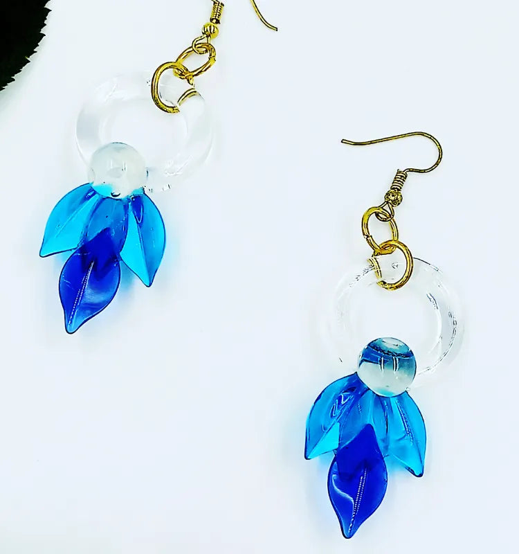 Blue Bloom Glass Petal Earrings