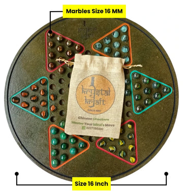 Premium Chinese Checker & Marble Chess Board Game – 16 inch″ Wooden Masterpiece