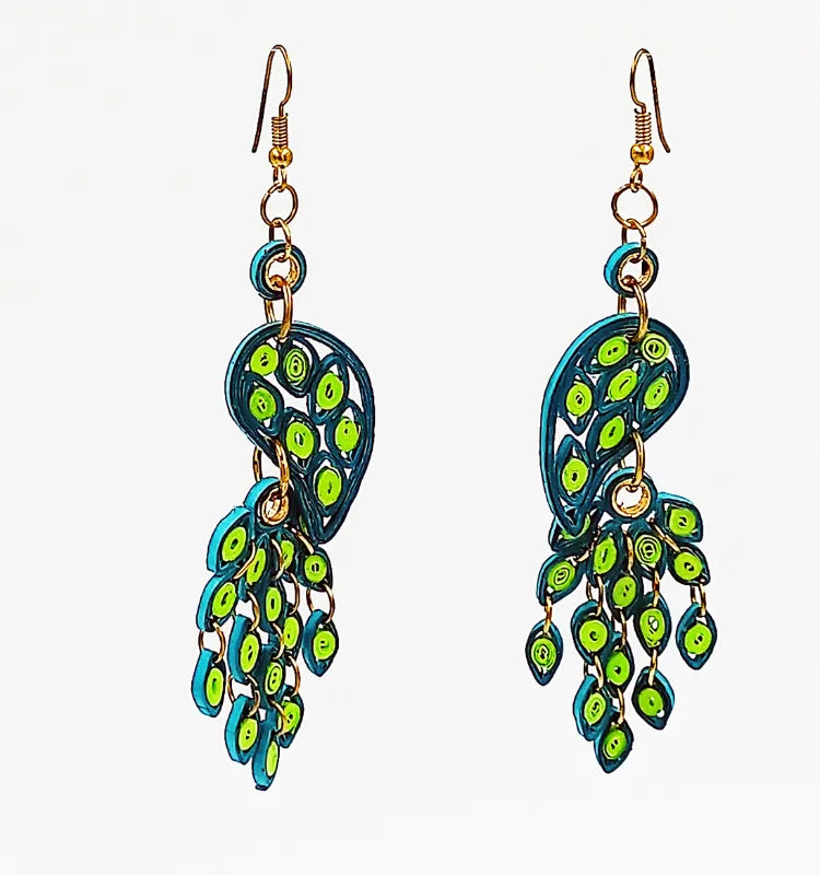 Artistic Peacock Quilling Earrings