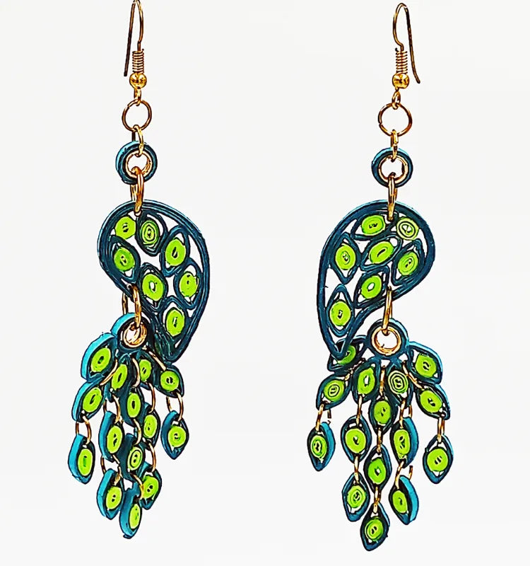 Artistic Peacock Quilling Earrings - Main Image
