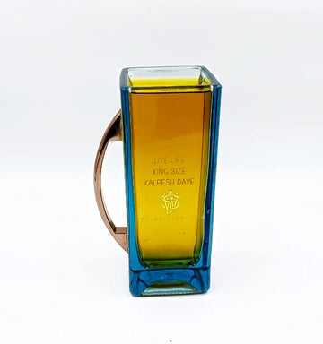 Krystal Kraft Upcycled Bottle Mug – Eco-Friendly Glassware with Iconic Blue Label