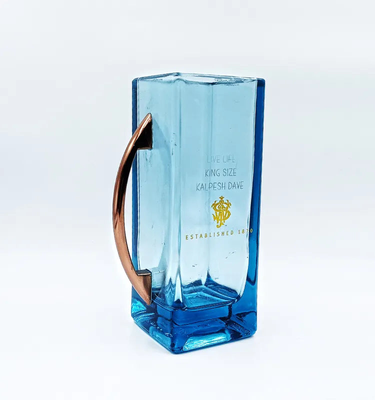 Krystal Kraft Upcycled Bottle Mug – Eco-Friendly Glassware with Iconic Blue Label