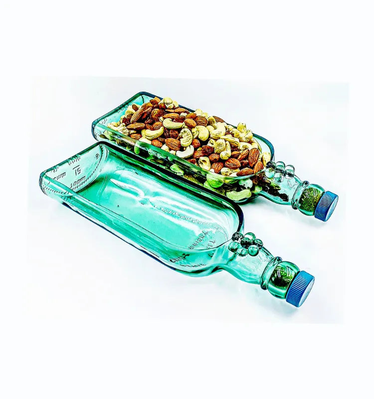 Singleton Bottle Platter set – stylish recycled glass serving trays for weddings and housewarming gifts