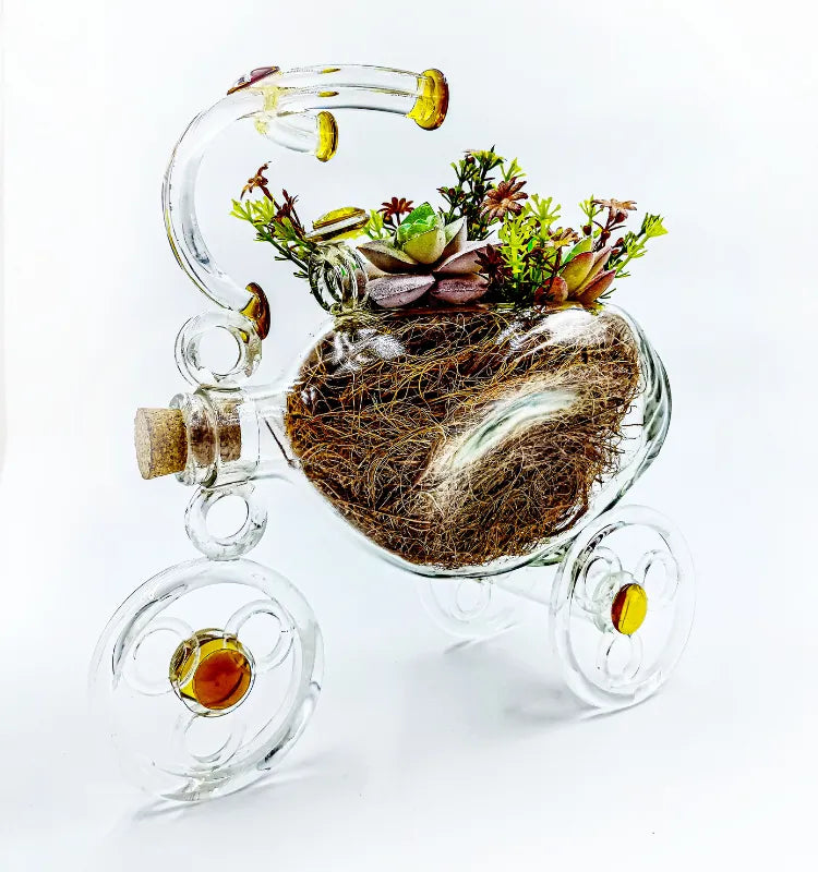 Artistic handmade glass planter for succulents and décor