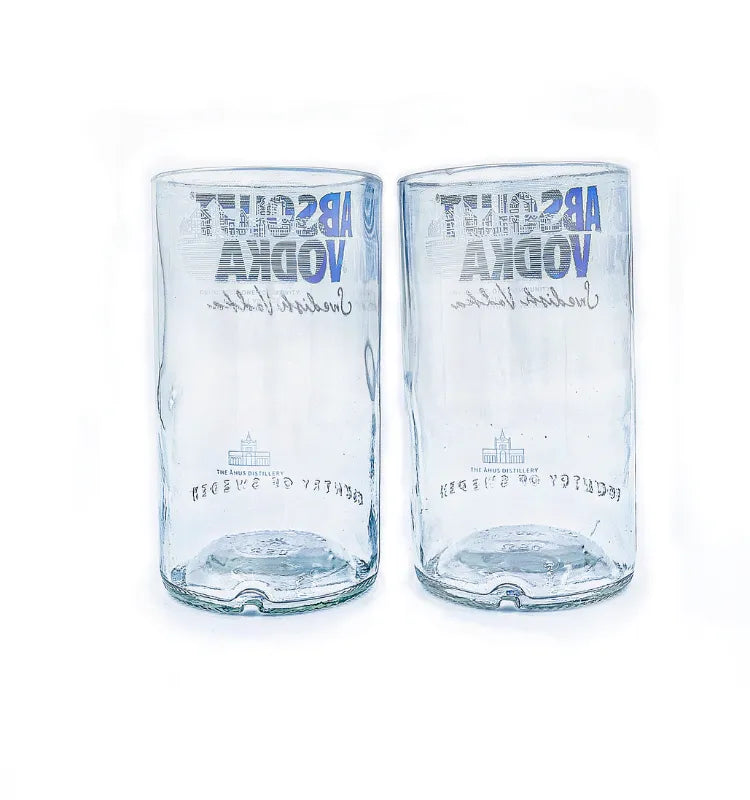 Eco-conscious Absolut upcycled glasses set, recycled glass décor for sustainable home goods and eco-friendly gifts