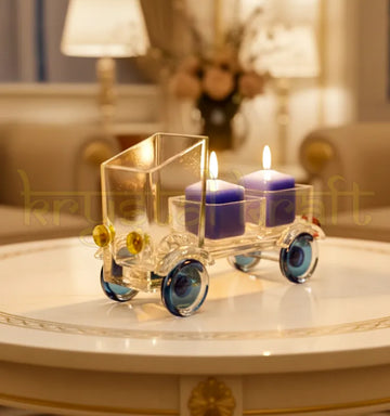 "Handcrafted eco-friendly Johnnie Walker Bottle Decor Tempo by Krystal Kraft, made from recycled Gold Label glass bottles – a unique tempo-shaped tray perfect as a serving piece, candle holder, or decorative centerpiece."