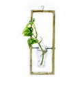 Upcycled white transparent glass bottle hanging frame planter by Krystal Kraft.