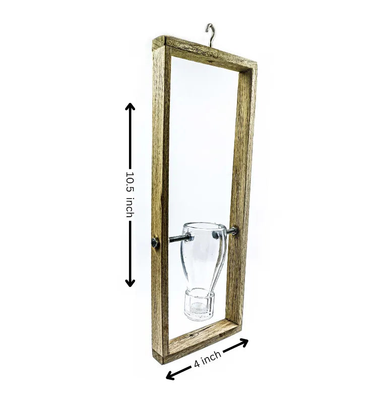 Upcycled white transparent glass bottle hanging frame planter by Krystal Kraft.