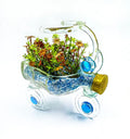 Handmade eco-friendly home décor recycled glass bottle tricycle planter