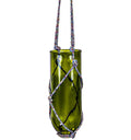 Modern eco-conscious balcony planter, KRYSTAL KRAFT upcycled bottle planter in green glass for indoor and outdoor use