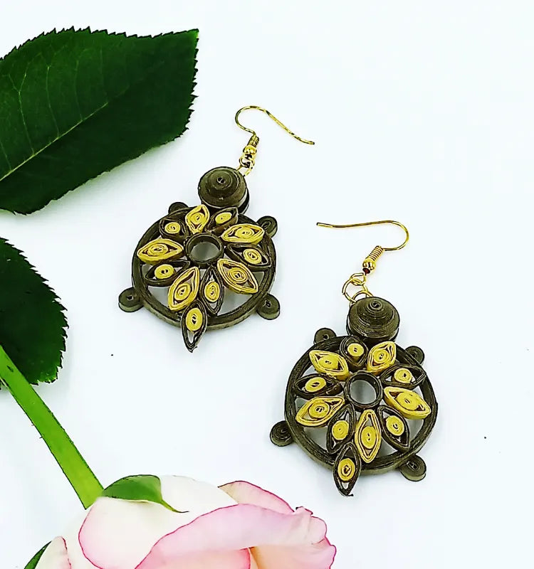 Artistic Turtle Paper Quilling Earrings