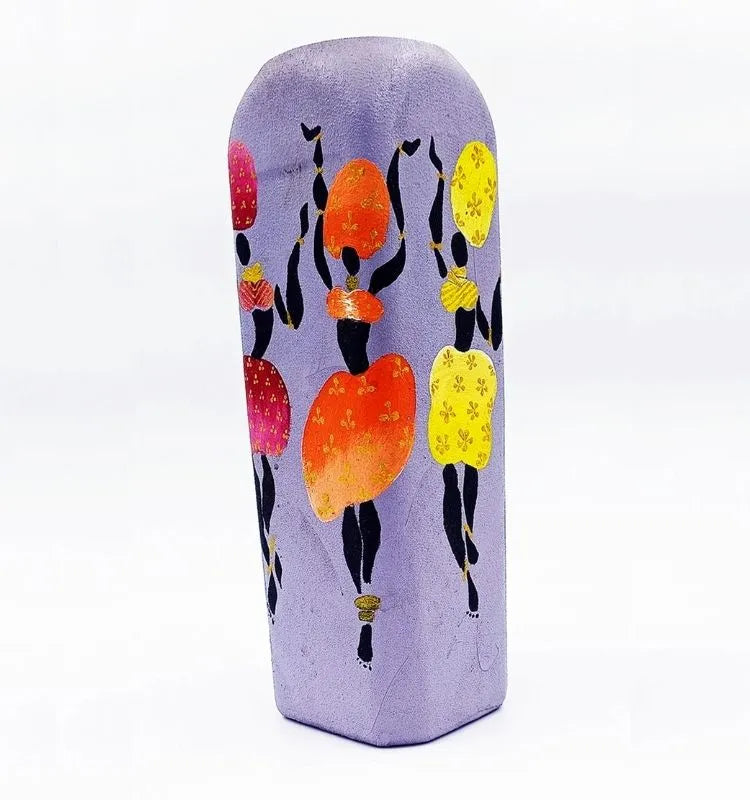 Hand-Painted Dancing African Lady Bottle Art Vase