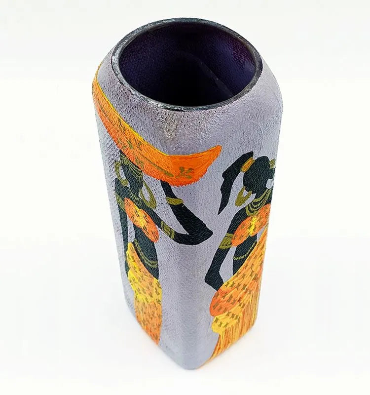 Hand-Painted African Lady Purple Vase