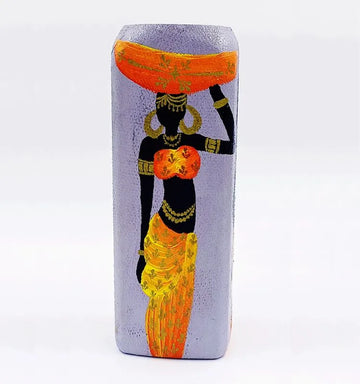 Hand-Painted African Lady Purple Vase
