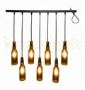 Artisan-crafted brown beer bottle hanging lamp set – sustainable decorative lighting by Krystal Kraft