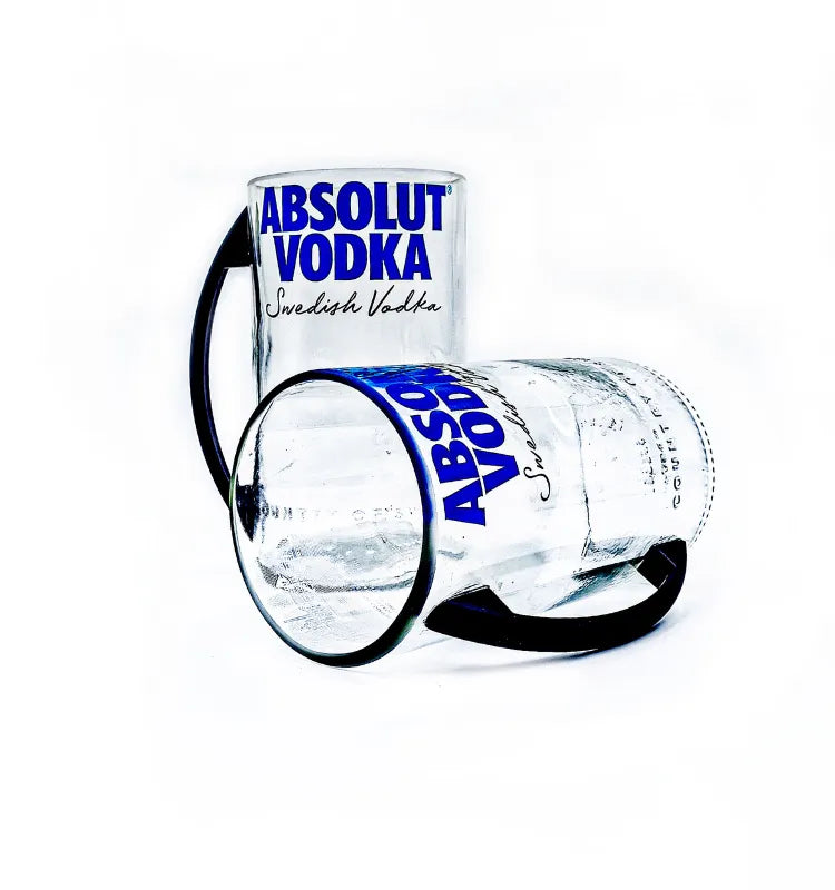 Upcycled Absolut bottle mug handcrafted by Krystal Kraft – eco-friendly glassware