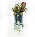 Unique glass bottle tricycle planter with golden accents – Tezon handmade sustainable décor piece