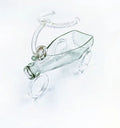 Unique whimsical glass baby carriage planter, sustainable repurposed glass craft