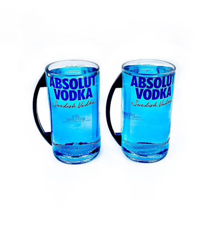 Upcycled Absolut bottle mug handcrafted by Krystal Kraft – eco-friendly glassware