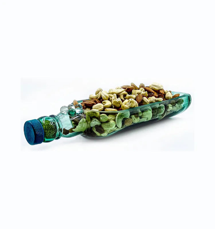 Handmade upcycled glass bottle platter for eco-friendly serving and gifting