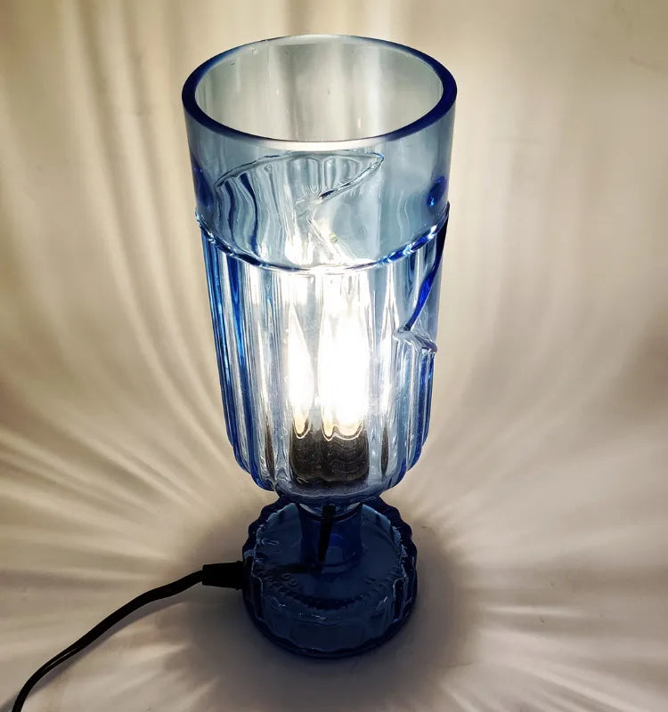 Upcycled Glass Bottle Table Lamp - Eco-friendly home decor and unique night light."