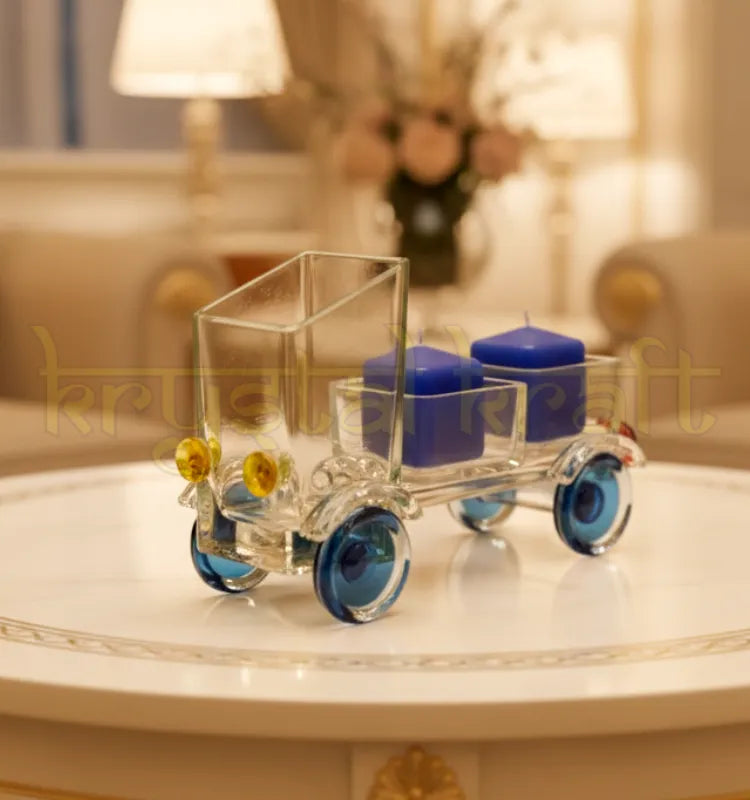 "Handcrafted eco-friendly Johnnie Walker Bottle Decor Tempo by Krystal Kraft, made from recycled Gold Label glass bottles – a unique tempo-shaped tray perfect as a serving piece, candle holder, or decorative centerpiece."