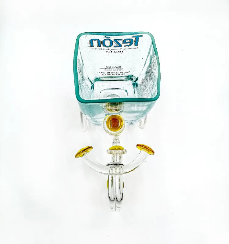 Upcycled bottle art – Tezon glass tricycle planter for plants, table décor, and eco-friendly gifting