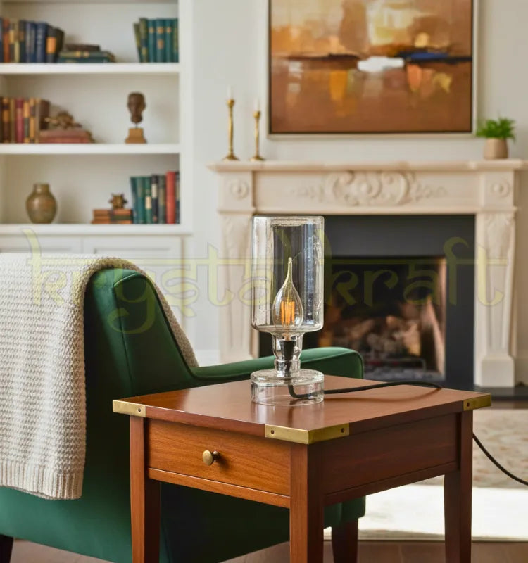 Upcycled glass bottle lamp from Krystal Kraft’s Sustainable Lighting Collection — the Royal Ranthambore Table Lamp combines Indian craftsmanship, artistic design, and eco-conscious elegance for ambient home, festive, and wedding décor.