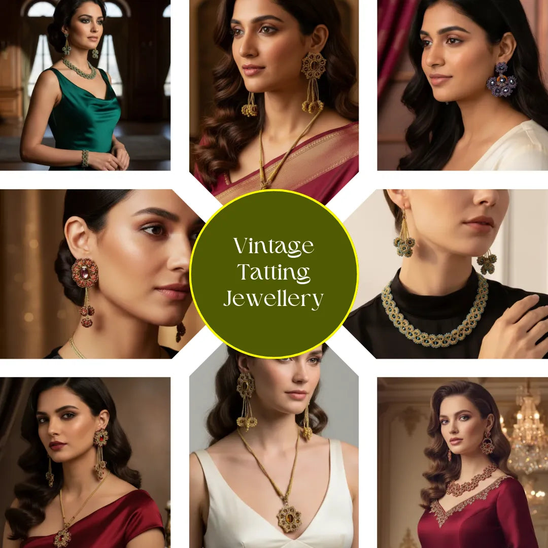 Handcrafted vintage tatting earrings and jhumkas by Krystal Kraft – artisan lace jewellery gifts from India".