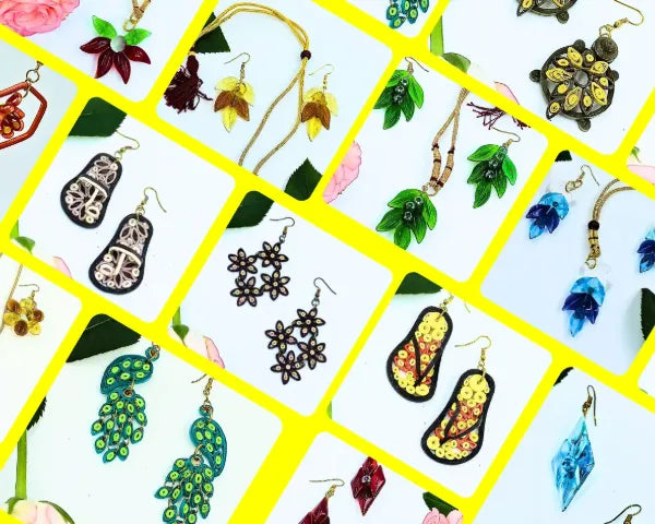 artisan satetment pieces, papaer quilling earings, tatting jewellery, glass earring, sutainable giftings or any occasions for jewellerys