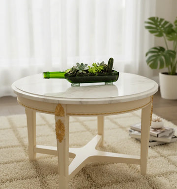 Eco-friendly Sula Wine Bottle Table Top Planter by Krystal Kraft – handcrafted from an upcycled glass wine bottle with smooth edges and drainage hole, perfect for indoor home décor, office desks, or gifting occasions like housewarming and Diwali