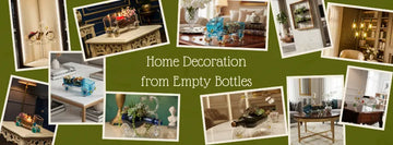 Handcrafted home decoration from empty glass bottles created by artist Raees Ahmed Merchant in Gujarat India showcasing eco-friendly recycled bottle art