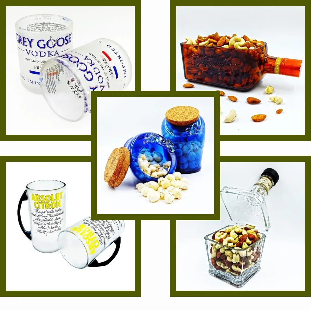 Krystal Kraft sustainable tableware handcrafted from upcycled glass bottles – eco-friendly serving platter and recycled glass home décor for stylish green living.