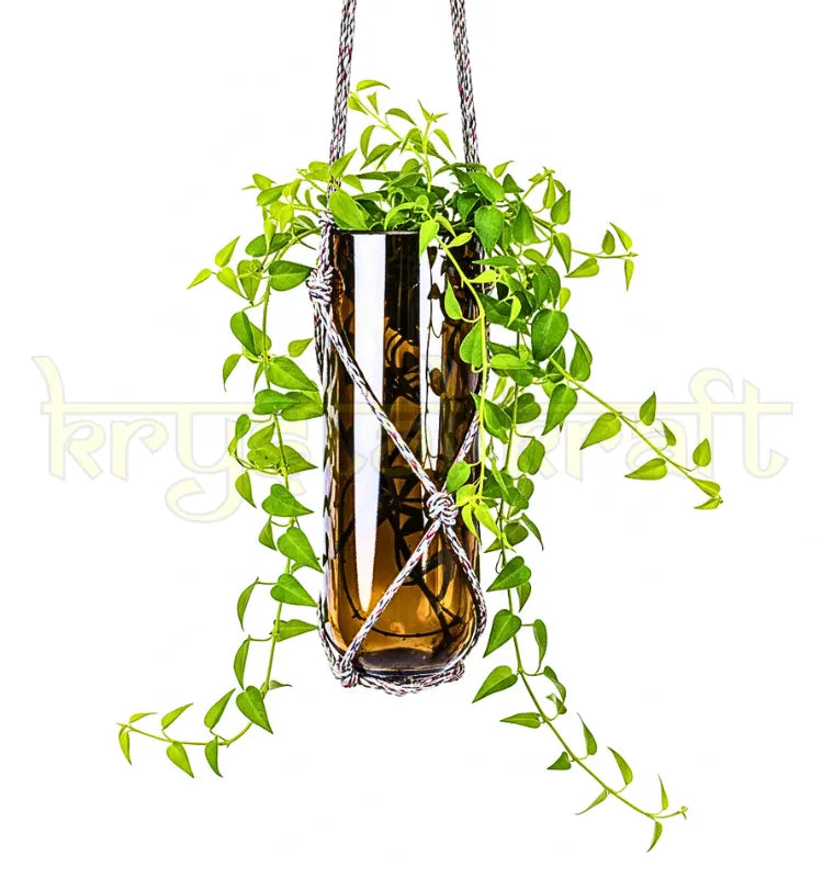 Brown Sula Hanging Bottle Planter – Upcycled Glass Hanging Décor"