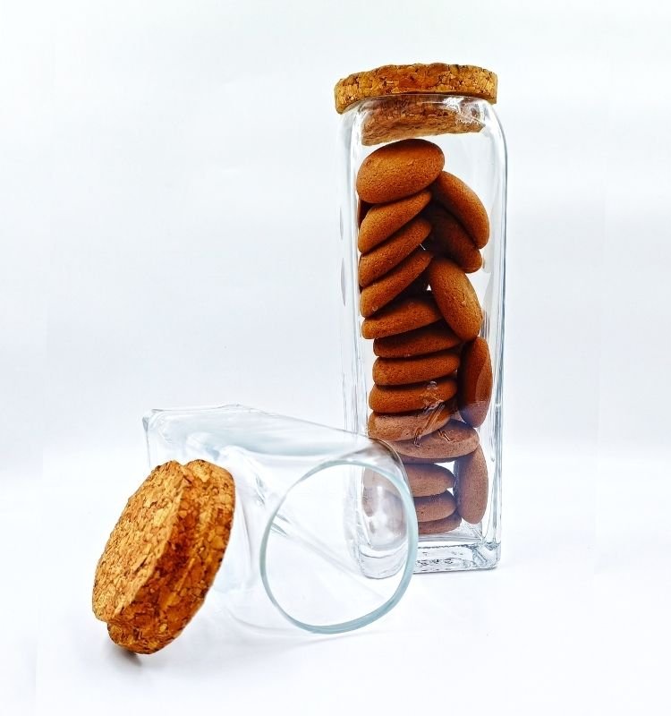 Krystal Kraft Gold Label Square Glass Jar with Cork Lid set of two