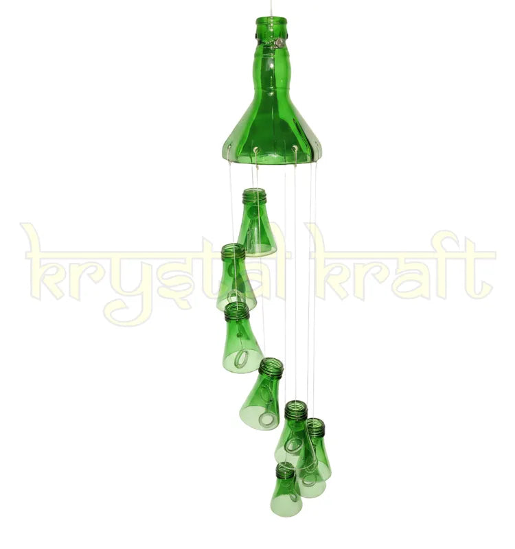 Artistic green bottle wind chime for home décor