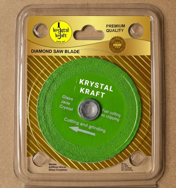 	Krystal Kraft glass cutting disc pack with size and specification chart