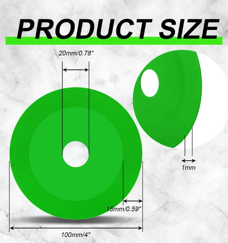 	Glass cutting disc for angle grinder - 4 inch diamond ceramic blade front view