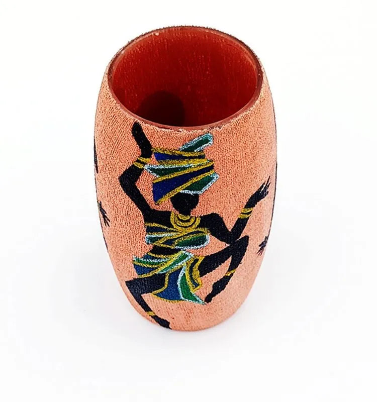 Painted Dancing African Lady Mini Vase
