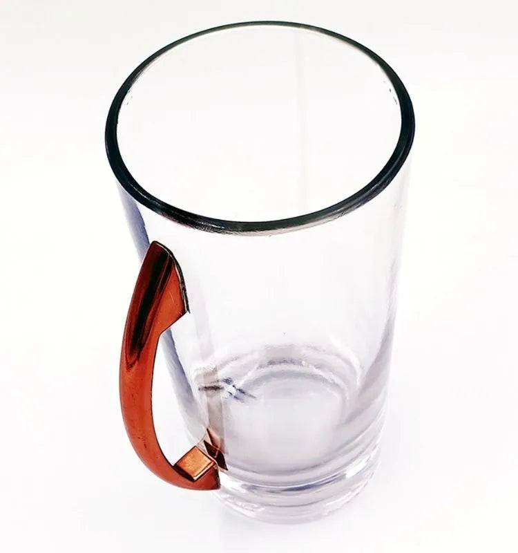 Handmade recycled whisky bottle mug with sturdy metal handle