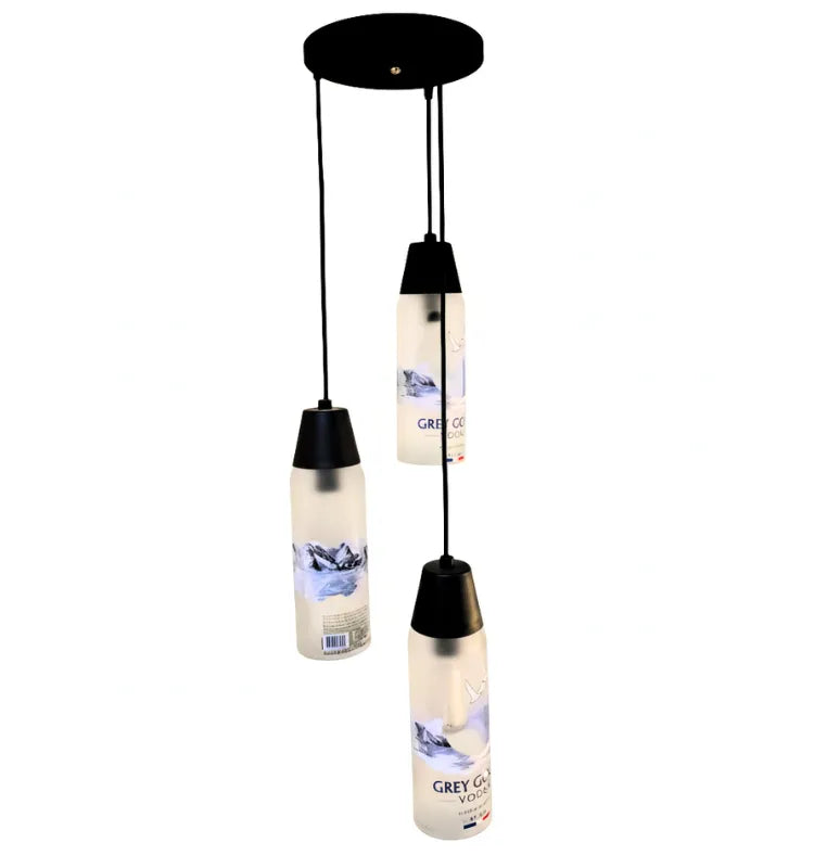 Artisan Made Wine Bottle Chandelier – Krystal Kraft Grey Goose Eco Lighting Fixture for Ambient Home and Restaurant Interiors