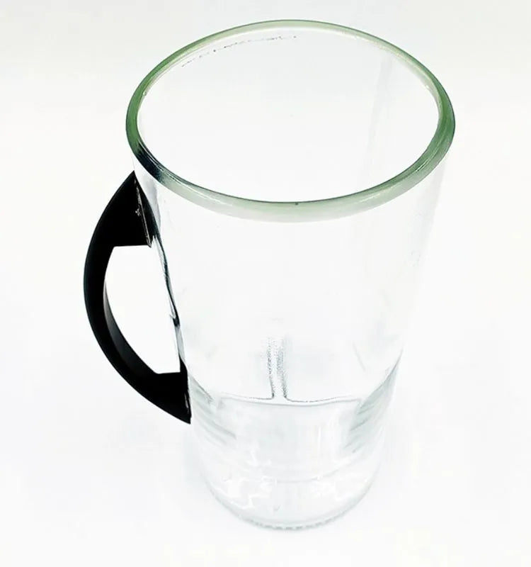 Unique handcrafted mug created from a repurposed Macallan Whisky bottle, showcasing vibrant original branding.