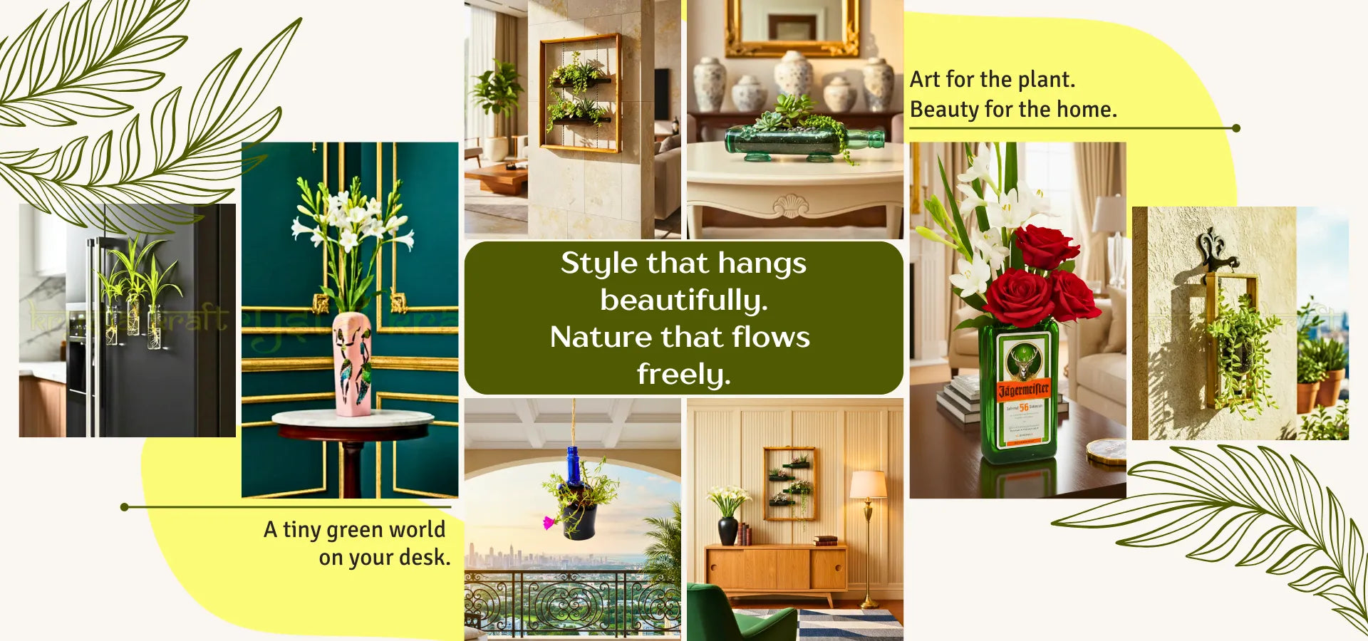 “Eco-friendly upcycled bottle planter crafted from recycled glass, sustainable indoor plant pot.”