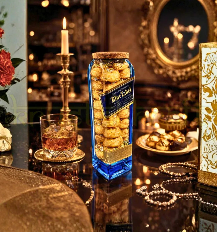 handcrafted blue label recycled bottle jar with lid eco storage jar