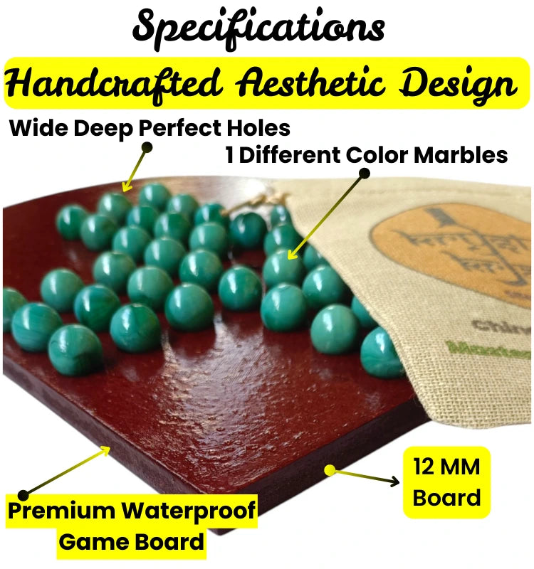 Wooden Brainvita solitaire game neatly set up with marbles, ready for engaging logic and strategy gameplay.