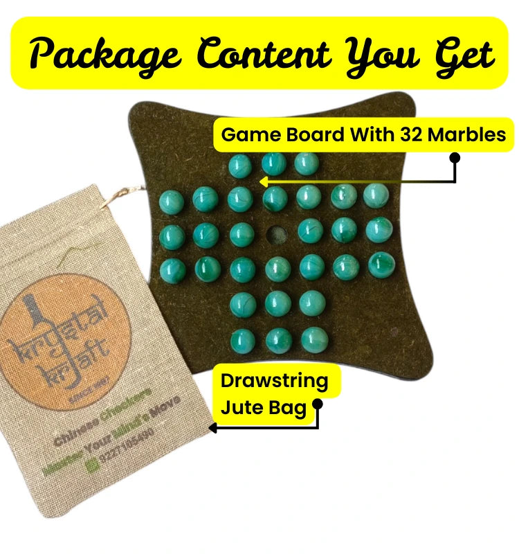 Wooden Brainvita marble puzzle showing standard board design used for logical thinking and problem-solving.