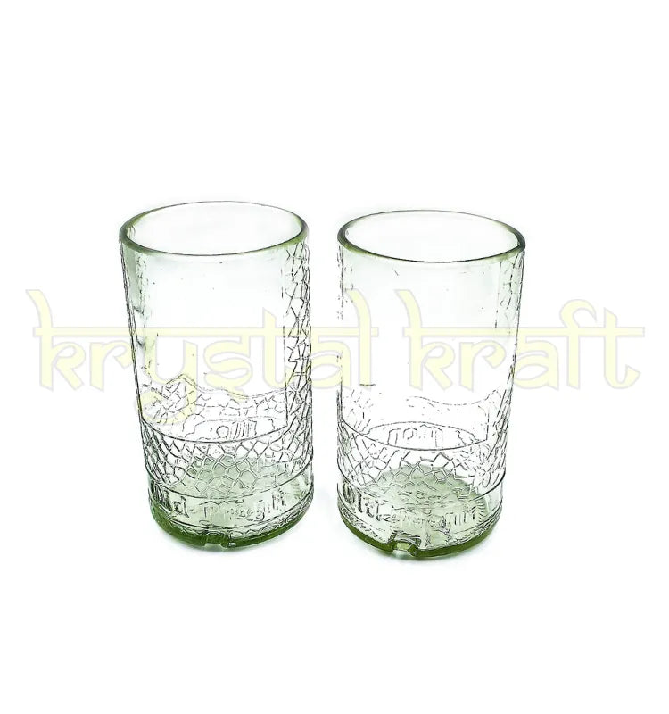 Designer Old Monk glass set upcycled sustainable handmade bottle glasses