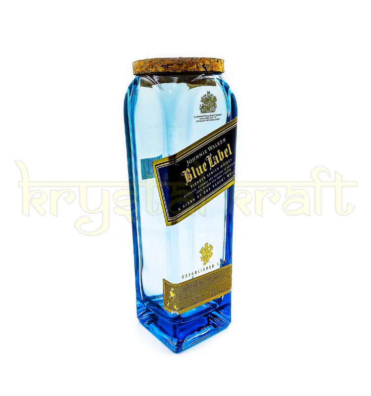 designer bottle jar made from recycled liquor bottle