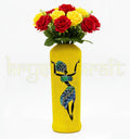 Eco-conscious hand-painted African Lady Vase made from recycled glass bottles with acrylic designs and a clear protective finish — perfect as a sustainable home décor accent.
